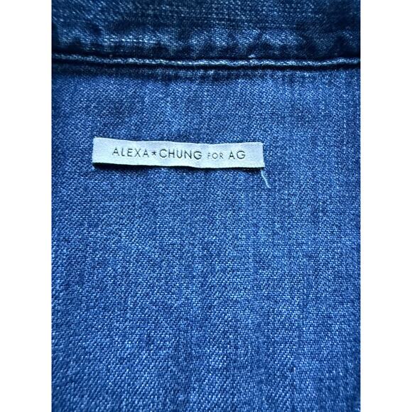 AG x Alexa Chung The Poppy Shirt Jacket in Blue Chambray Embroidery Size Small - Picture 8 of 8